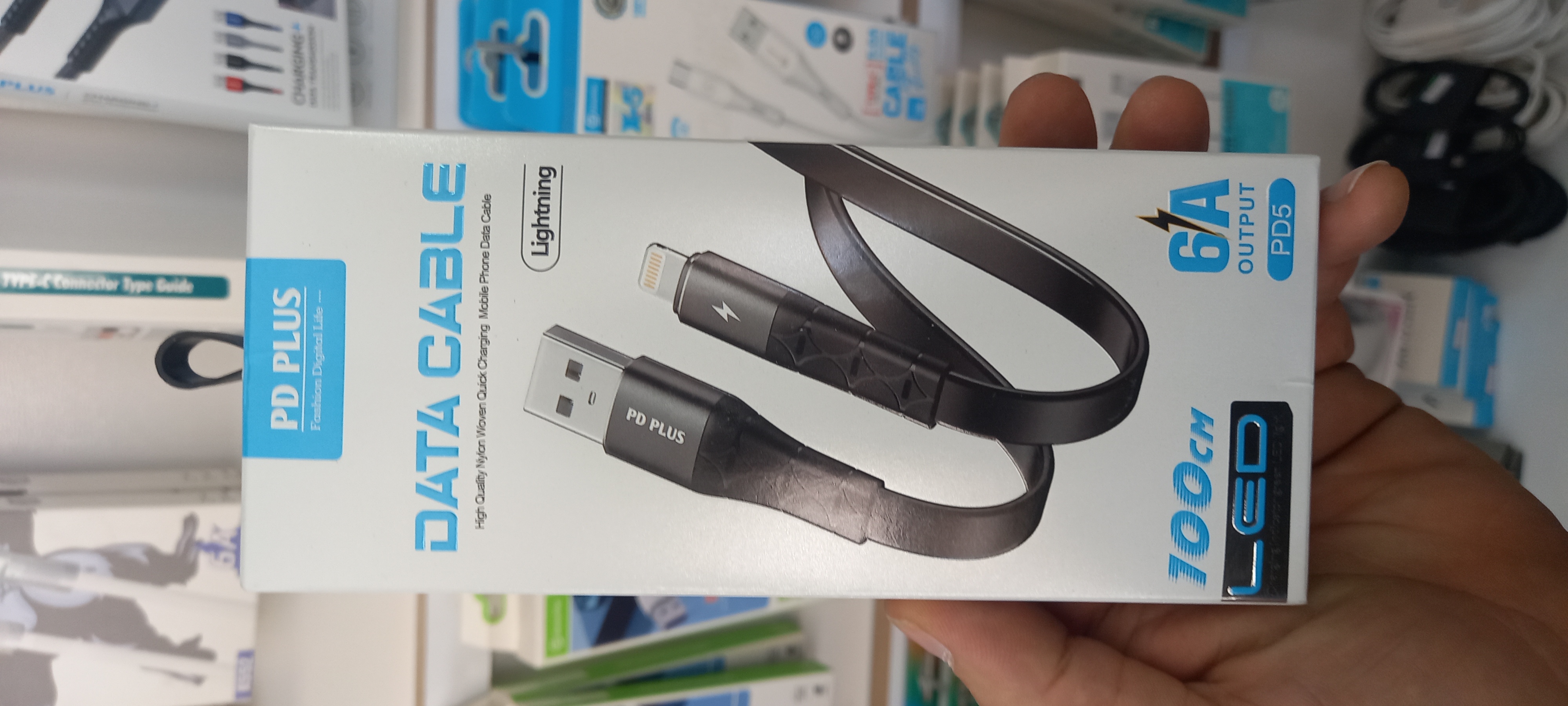 کابل آیفون USB آیفون ۷ (PD PLUS)-سیلیکونی تخت.LED دار