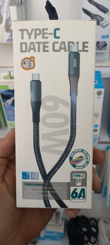 کابل ۶آمپر دوسر تایپ سی Type C (DATA CABLE) - کنفی ضخیم