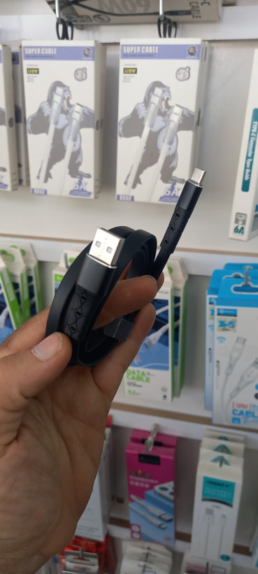 کابل USB TYPE C فست شارژ ۶ آمپر PD PLUS سیلیکونی تخت و LED دار